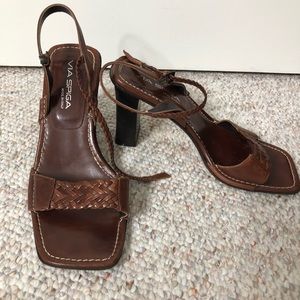Gorgeous Brown Italian Leather Heeled Sandals